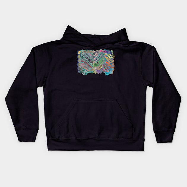 Bold Rainbow Twirlers on Black Kids Hoodie by cherdoodles